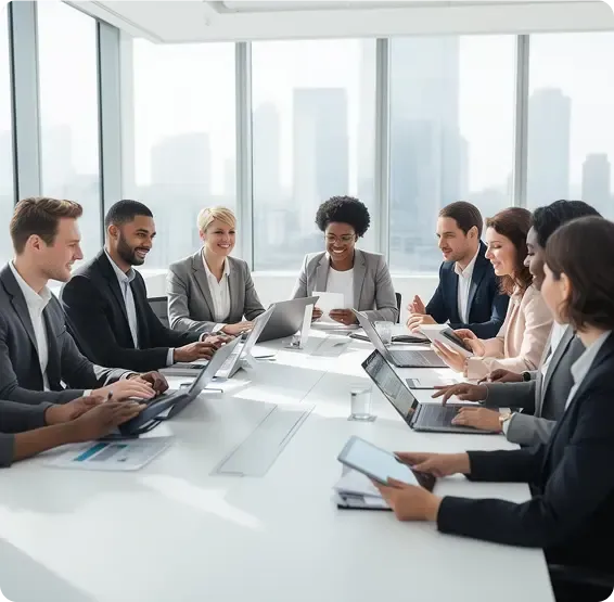 Business meeting around table